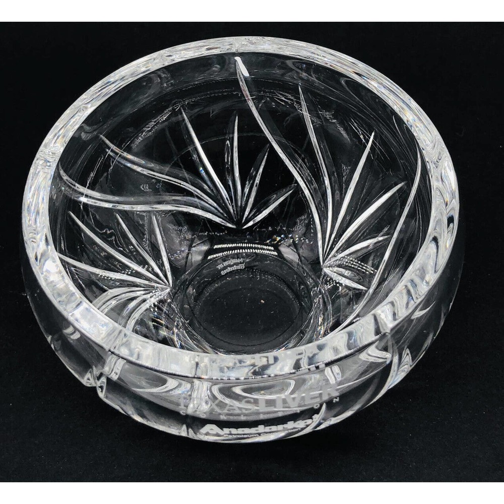 Marquis Waterford Crystal Bowl 4.5 in “Texas Liver Coalition” Script On Side A3